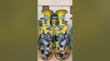 MẪU LỘC BÌNH LÝ NGƯ VỌNG NGUYỆT VẼ TAY BÁT TRÀNG / MẪU NỀN MẦU VÀNG HOẠ TIẾT XANH LAM ĐẸP .