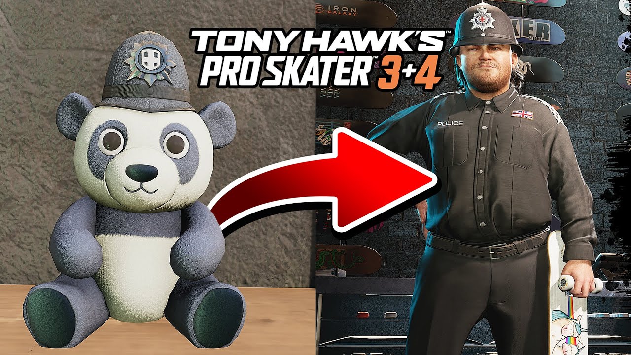 How to Unlock CONSTABLE RICHARD (Jack Black) TONY HAWKS PRO SKATER 3+4 [All Panda Plushie Locations]