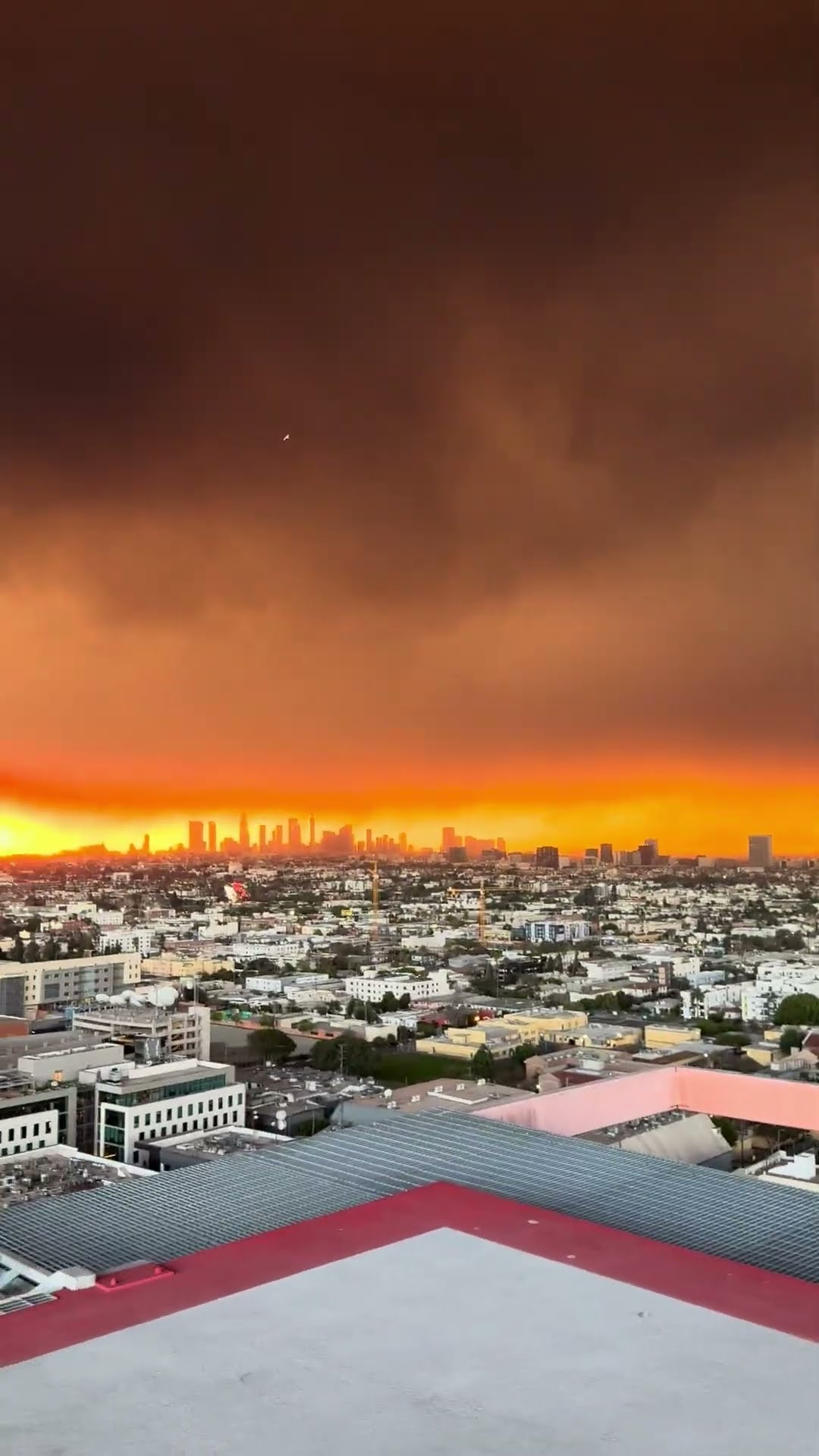 Los Angeles Fires Viewed From Hollywood Rooftop || ViralHog