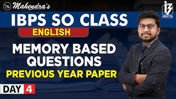 Memory Based Questions | English | By Amit Mahendras | IBPS SO Class | 2:00 pm