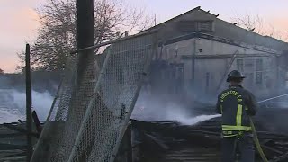 Fire burns abandoned warehouse along Stockton Waterfront