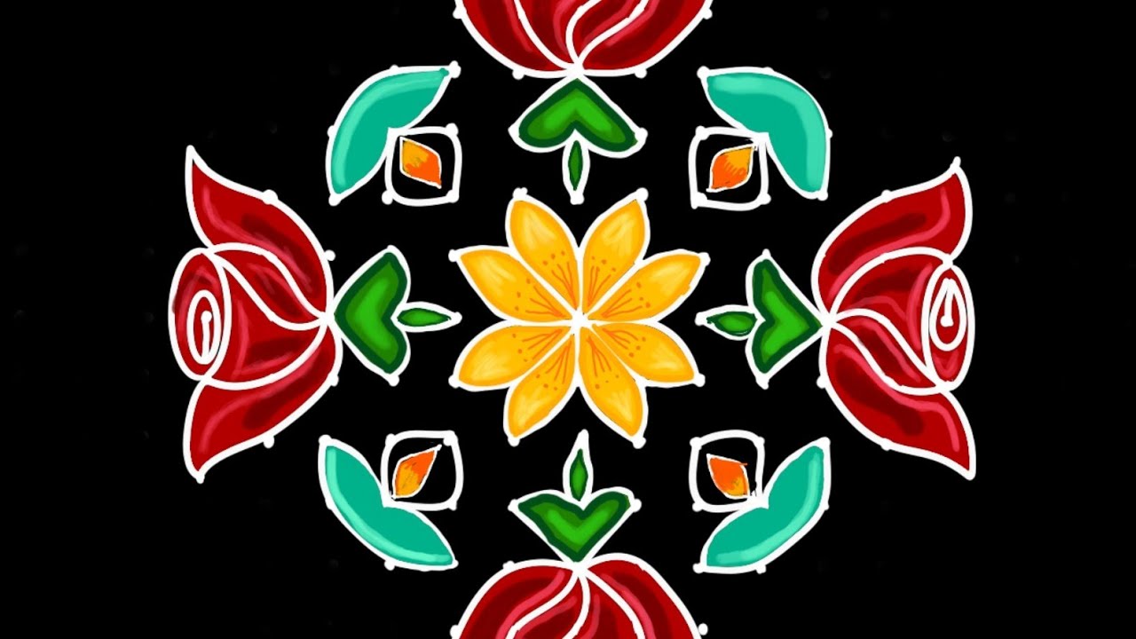 Festival colour rangoli kolangal 🌺 flower design 🥰 Friday kolangal 🔥 treditional kolangal 