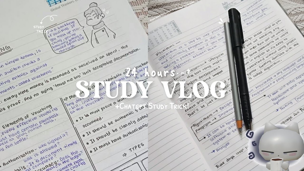 STUDY VLOG 🖇️ 24 hours Session, Finals study prep + Chatgpt Study Trick!