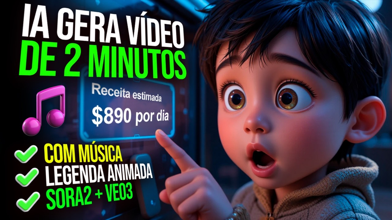 Apenas 1 Prompt: IA Faz Vídeo Completo de 2 Minutos com Música - Sora2 + VEO3