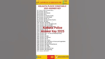 Kolkata Police Answer key 2025 #kpanswerkey2025