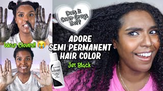 Dyeing My Natural Hair With Adore Semi Permanent Hair Color In Jet Black |  Does it cover greys? 🤔 - thptnganamst.edu.vn