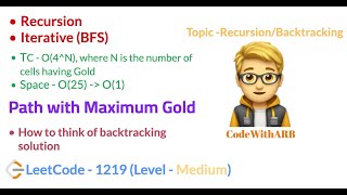 Path with Maximum Gold   (LeetCode 1219) (Recursion, Backtracking)