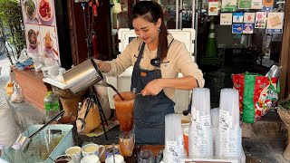 Smiling Angel Thai Lady Selling Coffee & Thai Tea
