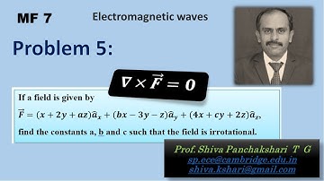 Problem 5 | Irrotational field | Curl F = 0|Electromagnetics | Field Theory | Shiva Panchakshari T G