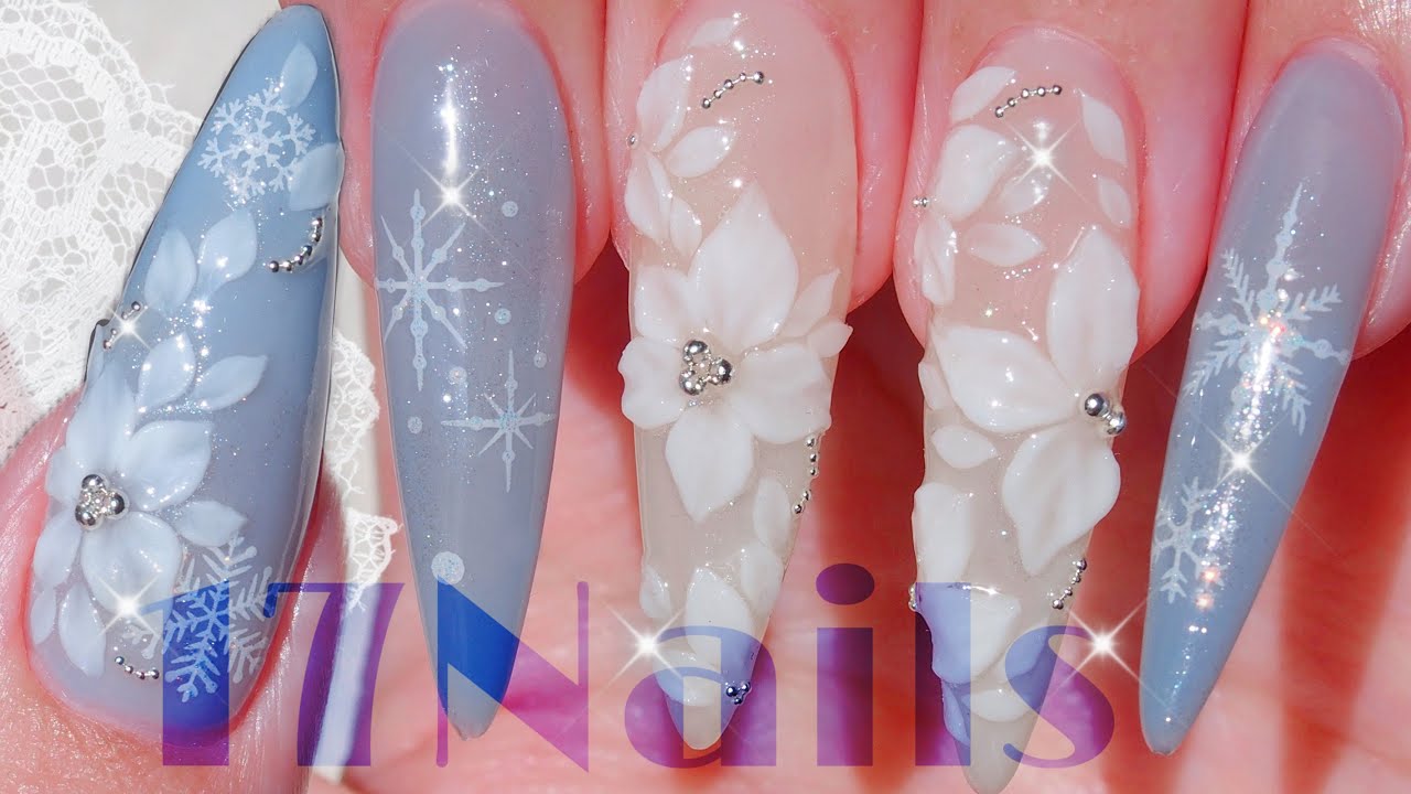 冬ネイル❄️3Dネイル🫐セルフネイル🌸ネイルオフからネイルチップで長