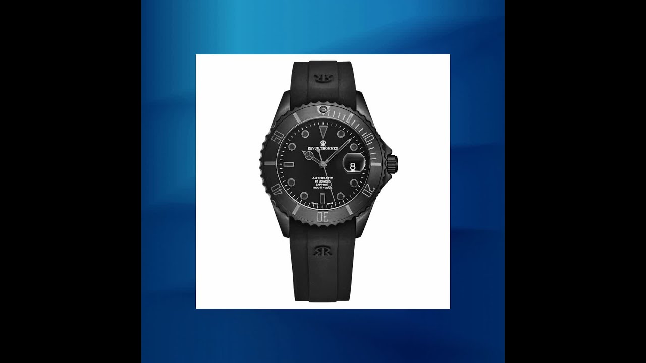 Revue Thommen Men's 'Diver' Black Dial Black Rubber Strap Swiss Automatic Watch 17571.2777