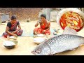 village style FISH CURRY cooking&amp;eating by santali tribe women || fish curry recipe