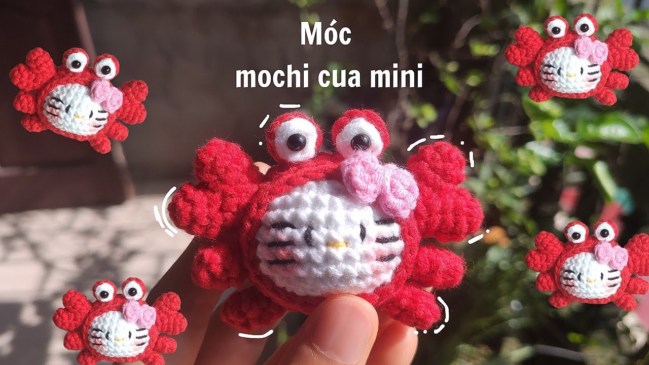 Hướng dẫn móc mochi hello kitty cua mini cực đơn giản| iuiulen