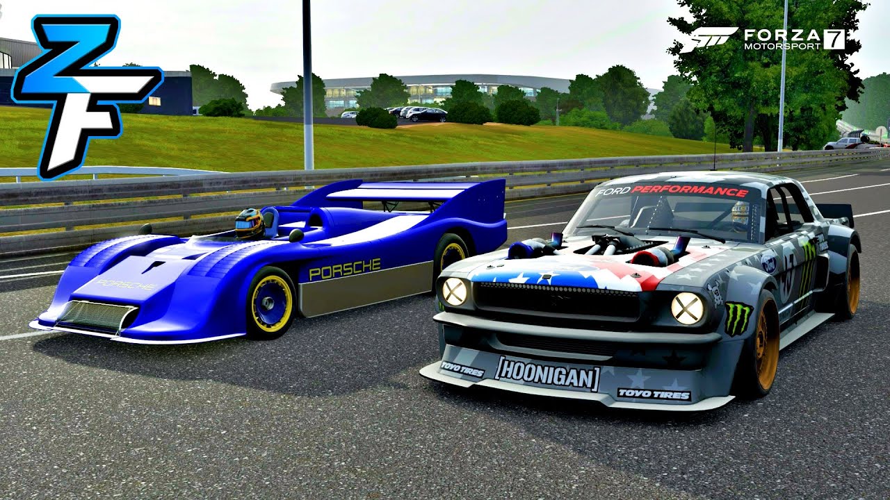 Ford Mustang Hoonicorn (tuned) vs Porsche 917/30 Can-Am Spyder (tuned) Drag Race | Forza 7