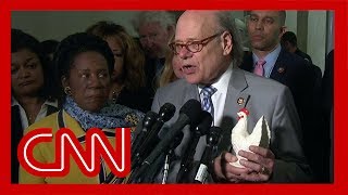 Congressman brings chicken to mock Barr’s no-show