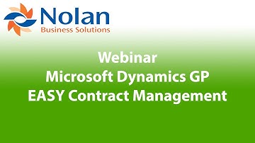 Webinar - Microsoft Dynamics GP EASY Contract Management