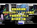 【緊急地震速報】2023/05/11 04:16発生 千葉県南部 M5.2 最大震度5強
