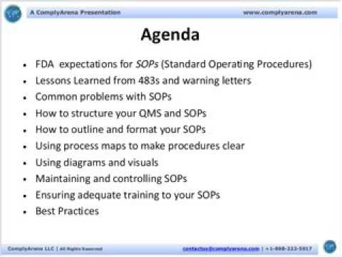 standard operating process format