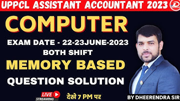 UPPCL ASSISTANT ACCOUNTANT 2022-23| COMPUTER | MEMORY BASED QUESTIONS SOLUTION | BY DHEERENDRA SIR