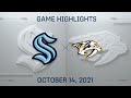 NHL Highlights | Kraken vs. Predators - Oct. 14, 2021