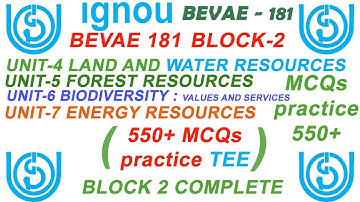 BEVAE 181 550+ MCQs  | BLOCK 2 Natural Resources I IGNOU Environmental Studies ( EVS )