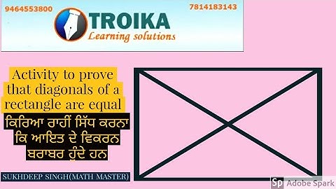 #ACTIVITY TO PROVE THAT #DIAGONALS OF A #RECTANGLE ARE EQUAL.... #TROIKA