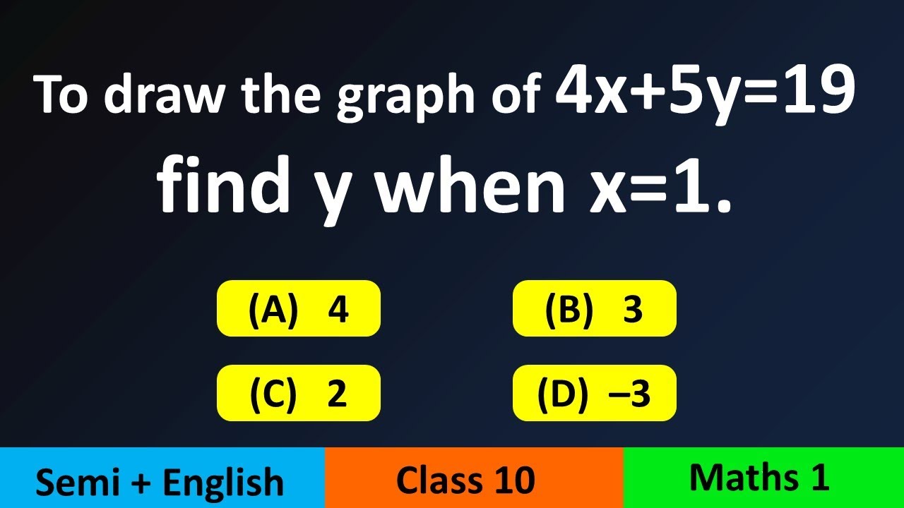 To Draw The Graph Of 4x 5y 19 Find Y When X 1 MCQ Linear Equations to-draw-the-graph-of-4x-5y-19-find-y-when-x-1-mcq-linear-equations