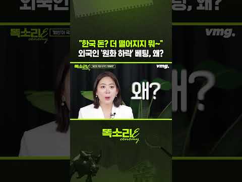 더 떨어지지 뭐~" 외국인 '원화 <strong>하락</strong>' <strong>베팅</strong>, 왜? / 똑소리E / 비디오머그 #shorts