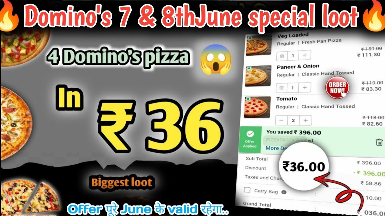 4 DOMINOS PIZZA in ₹36 😋🍕Domino's pizza offerDomino's pizza offers