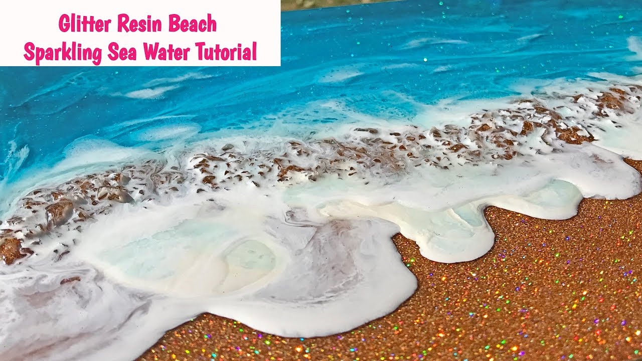 Resin Seascape Painting Tutorial Glitter Beach And Sparkling Sea Youtube