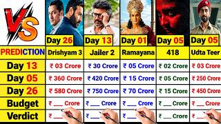 Ramayana Advance 🆚 Jailer 2 Day 13 🆚 Drishyam 3 Day 26 🆚 Udta Teer Day 05 🆚 418 Day 05 Collection