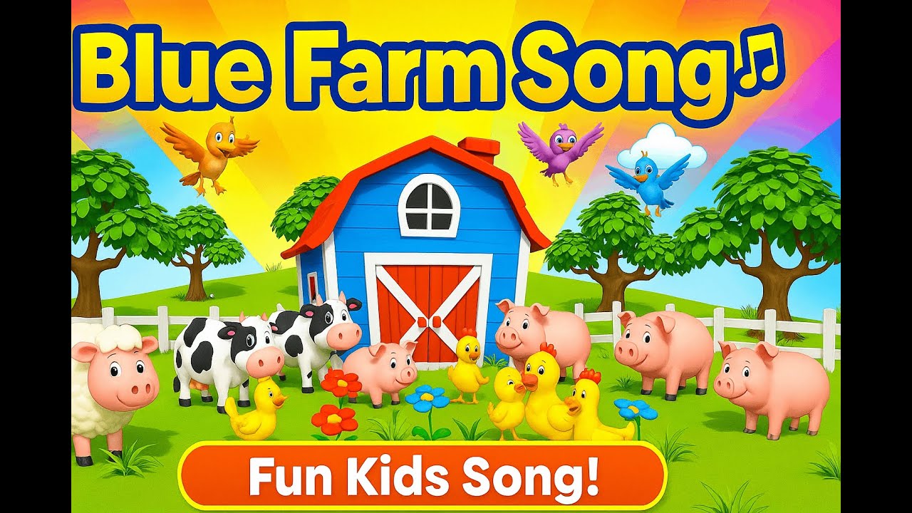 Blue Farm Song 🐄🐖🐑 | Learn Animal Sounds on the Farm