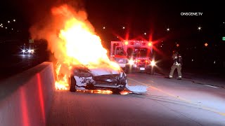3 Escape Fiery Freeway Crash