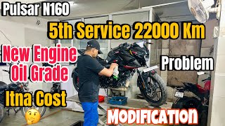 Bajaj Pulsar N160 5th Service After 22000 Km || New Engine Oil Grade Very Important || Modification