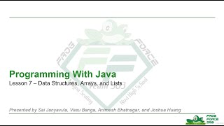 Programming With Java | Lesson 7 – Data Structures, Arrays and Lists