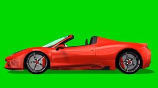 Red Convertible  Sports Car Drive Animation - Green Screen - Free Use