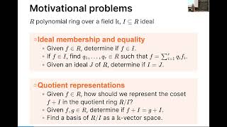 Computational Methods in Commutative Algebra (Talk 1)