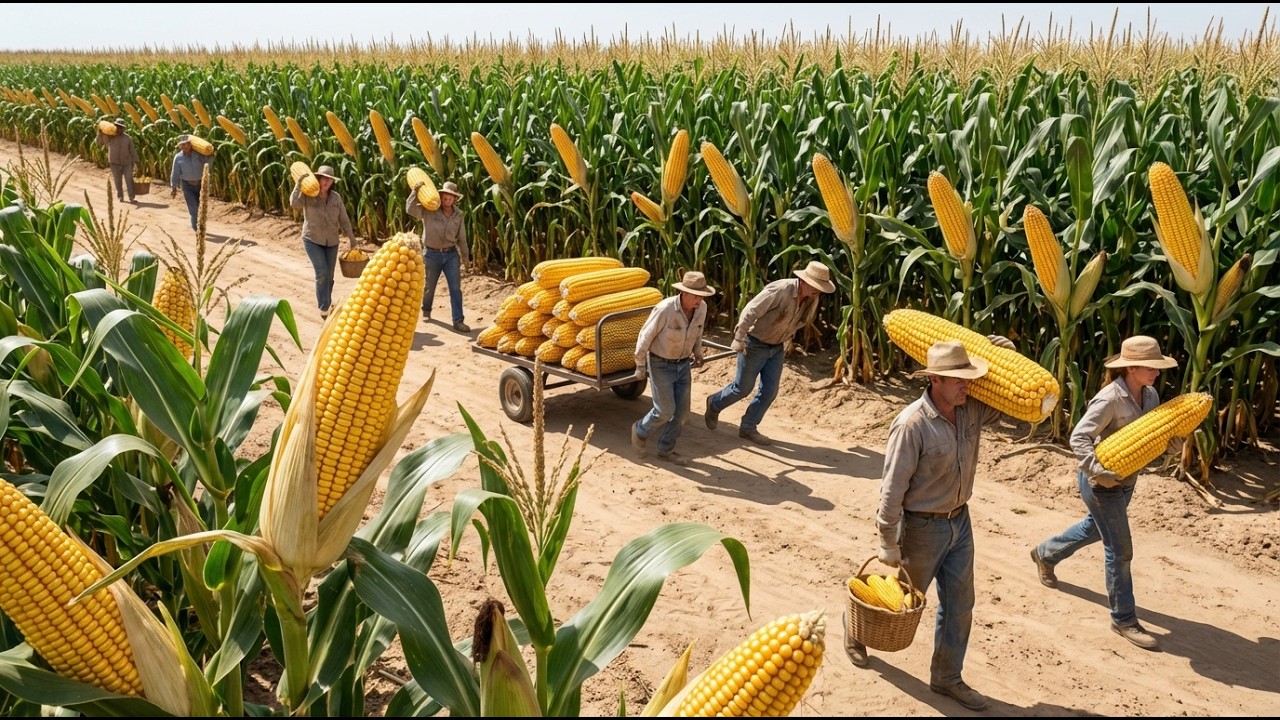 🌽 50°C desert grows sweet corn?! The drip-water system and soil mix make it insanely tasty—wow!
