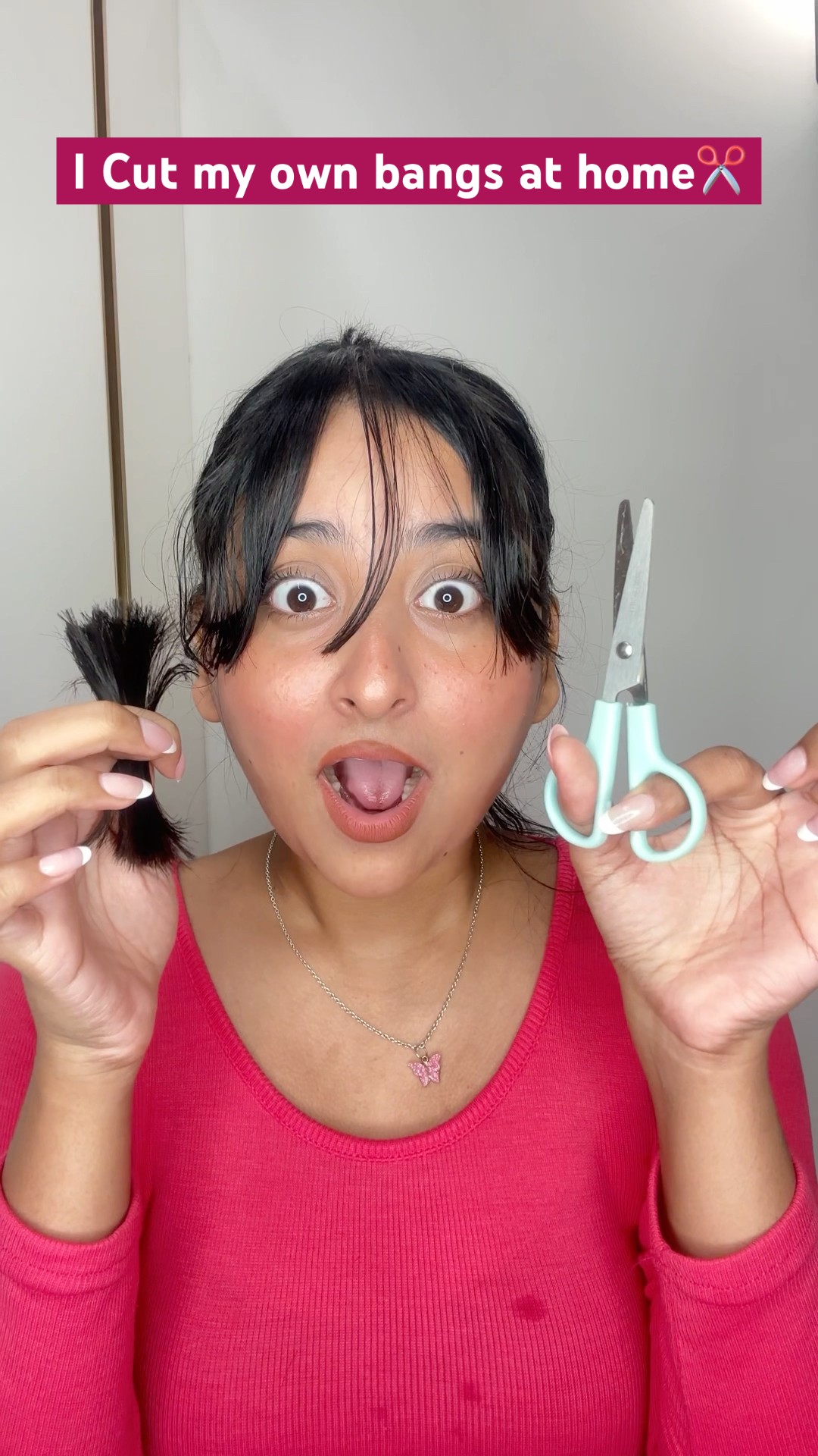 I Cut my own Bangs at Home *Family Reaction #minivlog #ytshorts #shorts