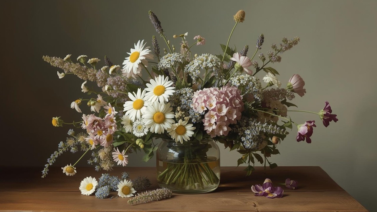 Moody Rustic Wildflower Floral Vintage Painting | Frame TV Art | 2-Hour Screensaver