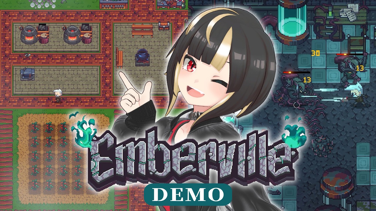 【Emberville】ARPG寄りスローライフ？ 冒険、採取、クラフト、そして町作り【Vtuber実況：杜本ミネ】（Steam版 エンバーヴィル デモ版）