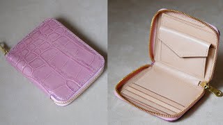 Make a zipper wallet｜Pattern｜No.22   【Leather work】
