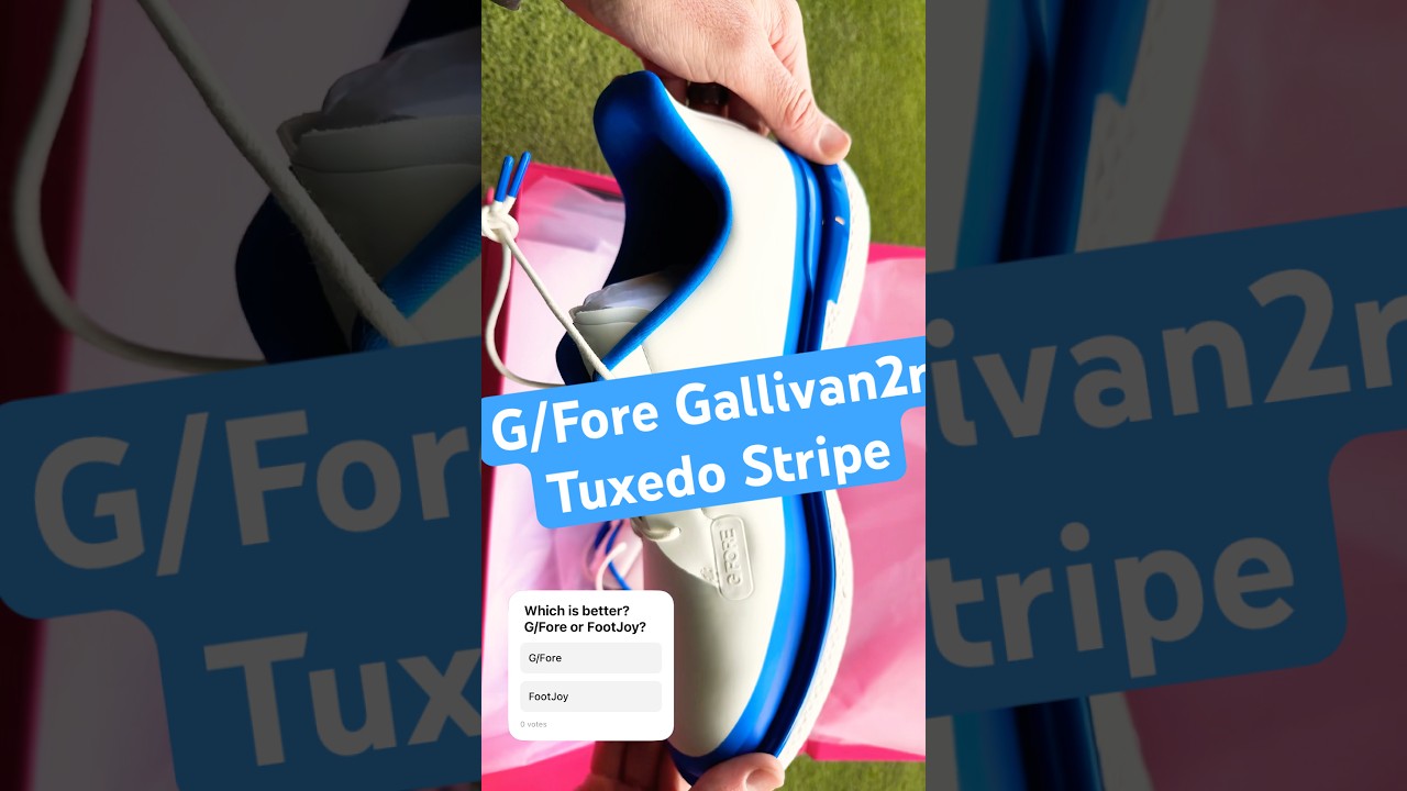 G/Fore Gallivan2r Tuxedo Stripe golf shoe unboxed. 