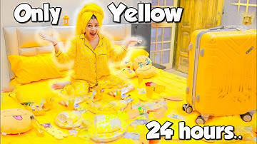 Using only *YELLOW* things for 24 Hours Challenge!!💛