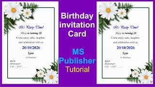 Birthday invitation Card design using MS Publisher | Beginner guide screenshot 3