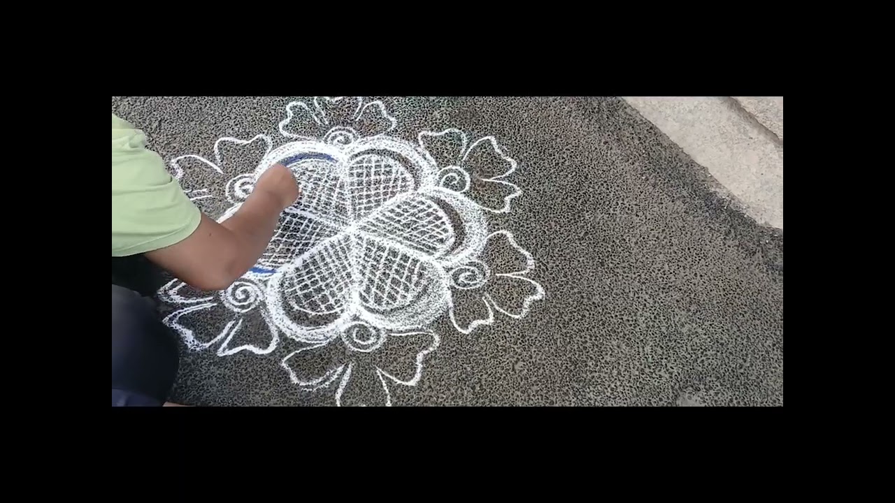 Floral design kolam ✨#easy #tutorial #rangoli #content #daily kolam 
