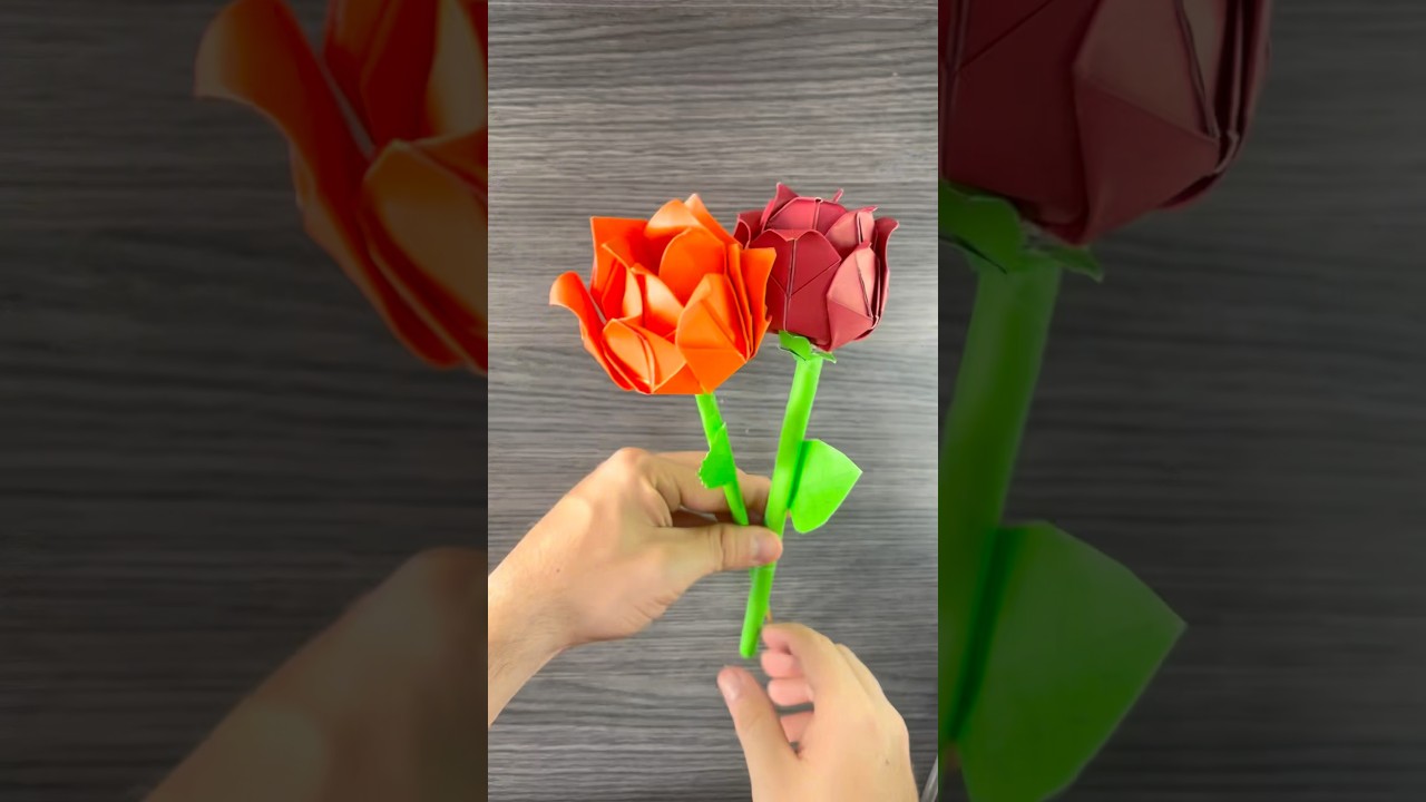 Lindas flores rosas en cartulina para regalar a tu persona favorita ❤️ 