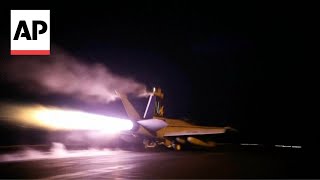 U.S. fighter jets launch from aircraft carrier in Red Sea to support strikes in Yemen