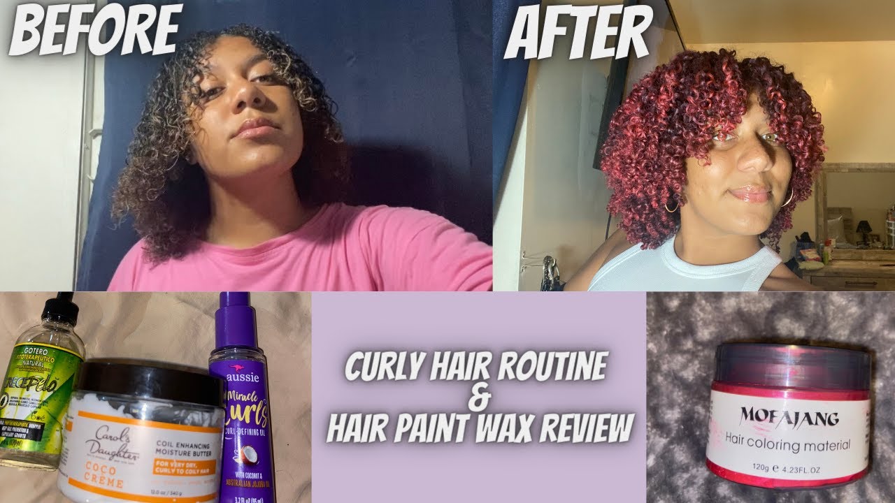 CURLY HAIR ROUTINE + HAIR COLOR WAX FROM AMAZON REVIEW