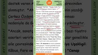 2023 Ayt Edebi̇yat Full Tekrar 107 2023 Yks Tekrar Önemli̇